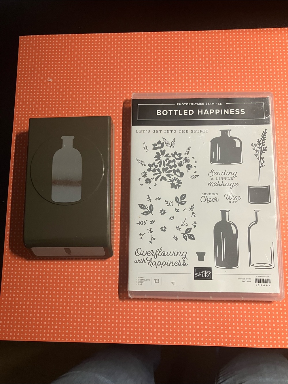 Stampin up Bottled Happiness and coordinating punch and DSP